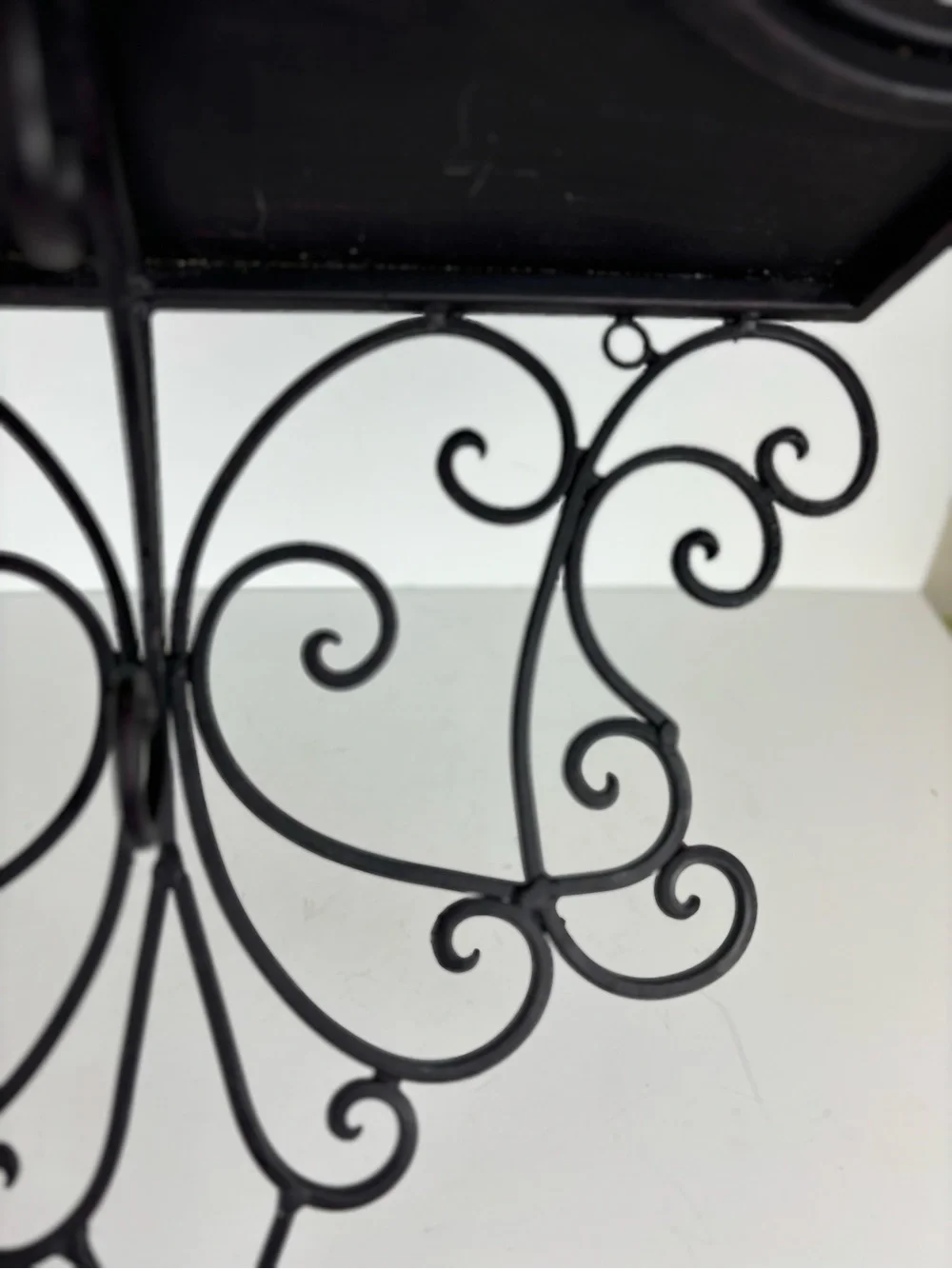 Large Metal Ornate Filigree Wall Shelf/Black Finish